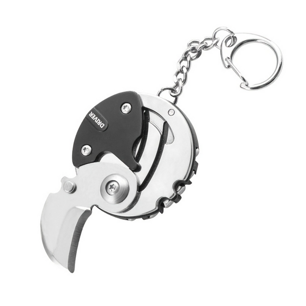 Pocket Coin-shape Multifunctional Folding Knife Keychain Outdoor EDC Tool (Silver)