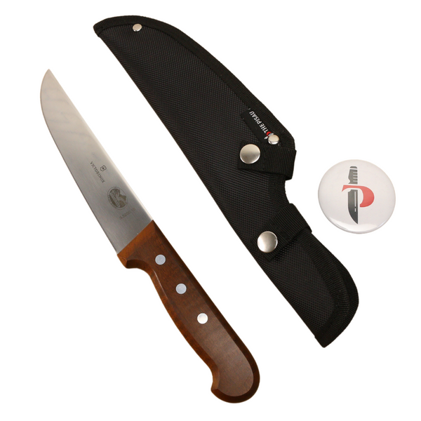 Set of Victorinox Knife with TP Nylon Sheath - BroadBlade Butcher 12cm (5.5200.12), Wood Handle with Nylon Sheath 31cm